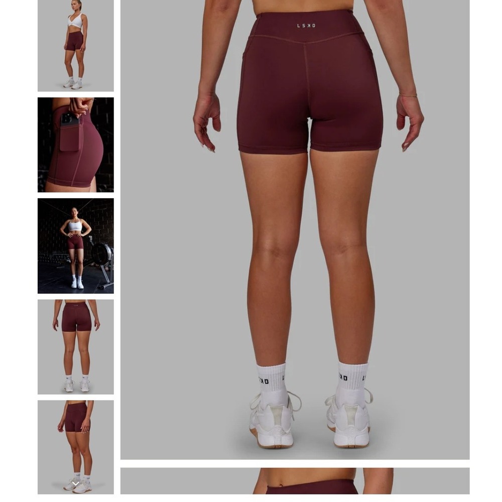 LSKD Elite X-Shorts Dark Cherry 4in High Waisted Shorts XS WTGH00415 NWT NEW - Picture 6 of 16
